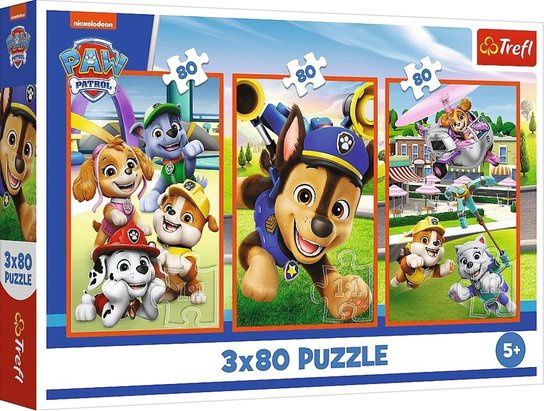Puzzle 3x80 Psí skupina Tlapková patrola