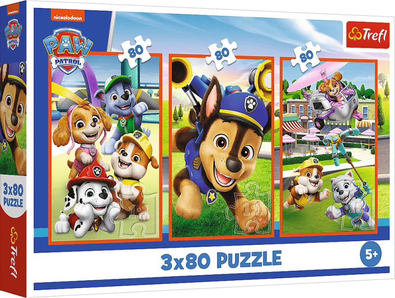 Puzzle 3x80 Psí skupina Tlapková patrola