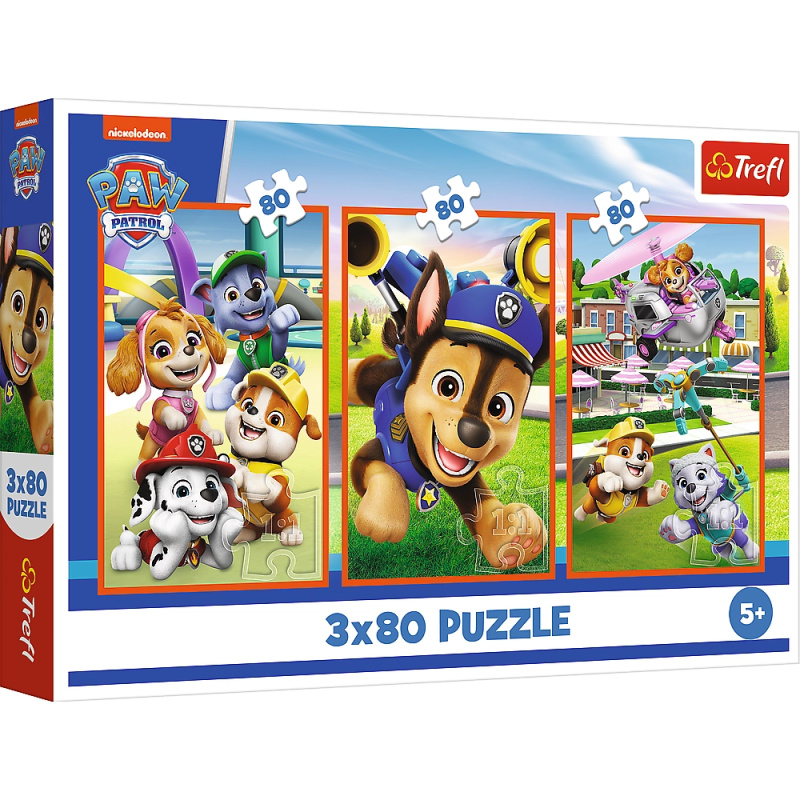 Puzzle 3x80 Psí skupina Tlapková patrola