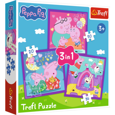 Puzzle Prasátko Peppa 3v1 (20, 36, 50 dílků)