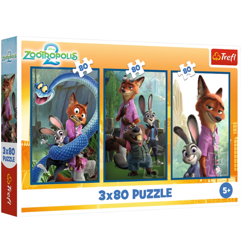 Puzzle 3×80 Disney Zootropolis Zvířecí vyšetřování – Trefl