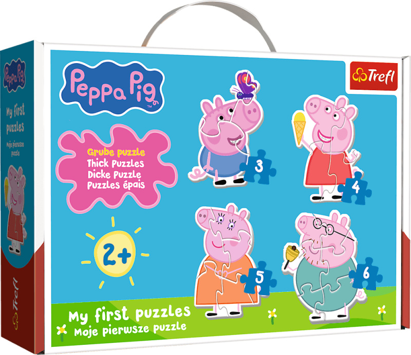 Moje první puzzle Trefl Baby 4v1 Prasátko Peppa: Mezi přáteli 3,4,5,6 dílků