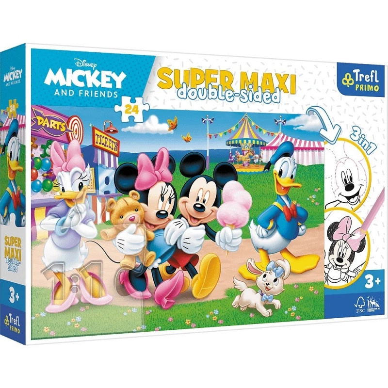 TREFL Oboustranné Mickey Mouse na pouti SUPER MAXI 24 dílků