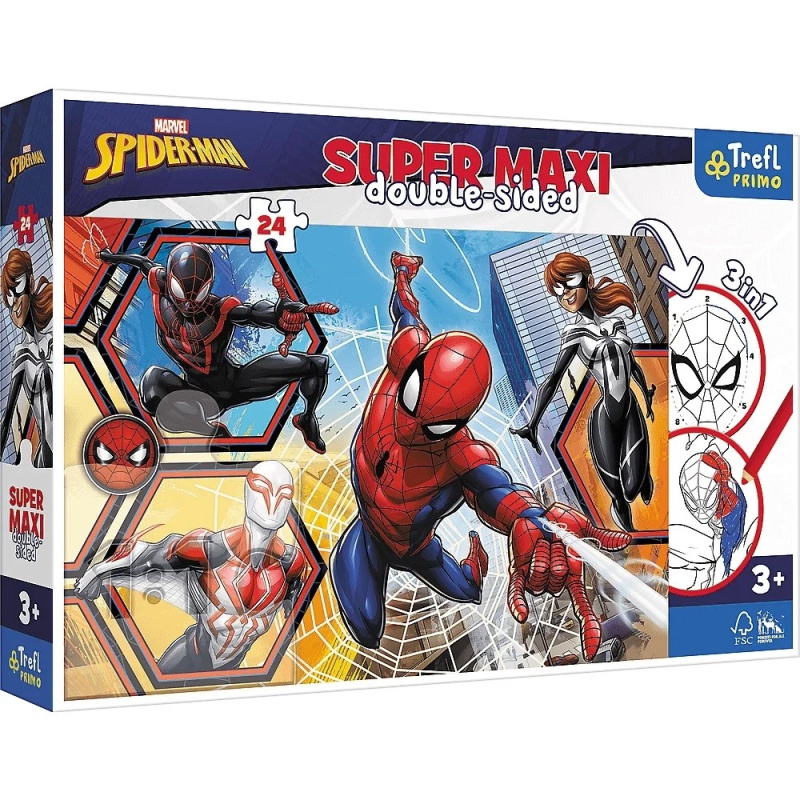 TREFL Oboustranné puzzle Spiderman jde do akce SUPER MAXI 24 dílků