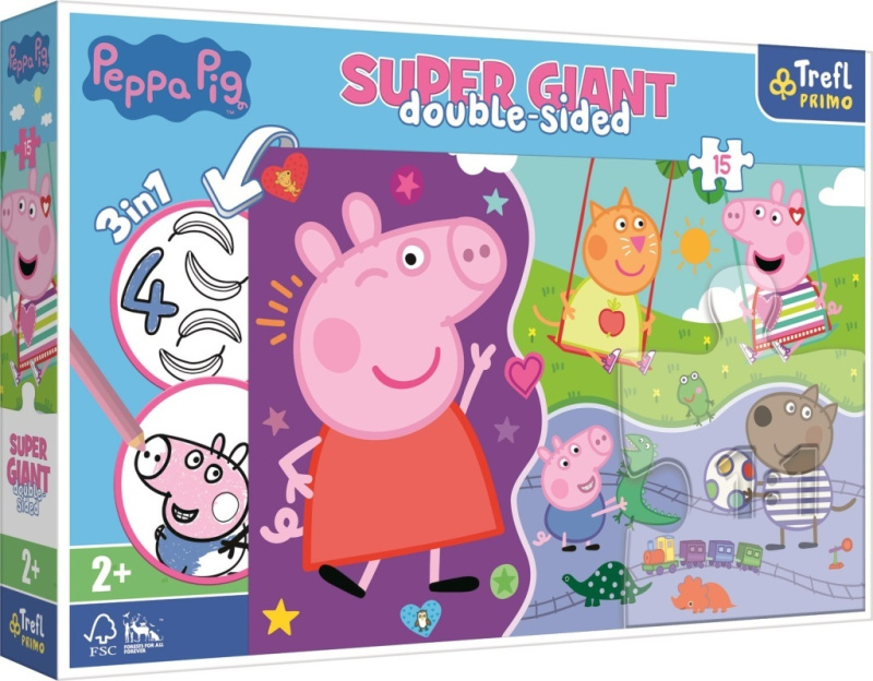 TREFL Oboustranné Prasátko Peppa SUPER GIANT 15 dílků