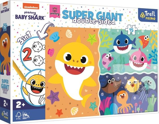 TREFL Oboustranné Baby Shark SUPER GIANT 15 dílků