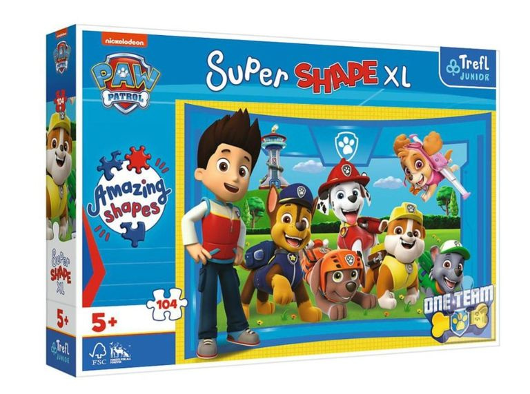 Puzzle 104 XL Super Shape Přátelé štěňat Tlapková patrola/Paw patrol 60x40cm v krabici 40x27x6cm