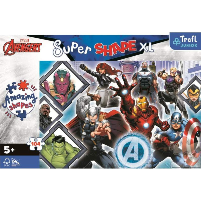 Puzzle 104 XL Super Shape Vaši oblíbení Avengers/The Avengers 60x40cm v krabici 40x27x6cm