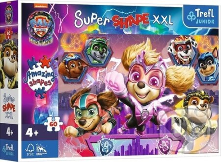 Puzzle Šťastní psi 60 XXL Super Shape Tlapková patrola/Paw Patrol 60x40cm v krabici 33x23x6cm