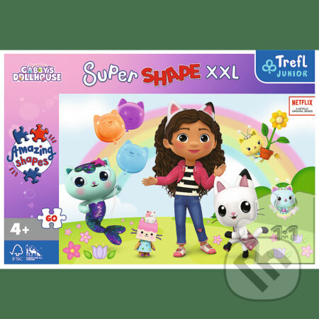 Puzzle Šťastní přátelé Gabby 60 XL Super Shape 60x40cm v krabici 33x23x6cm