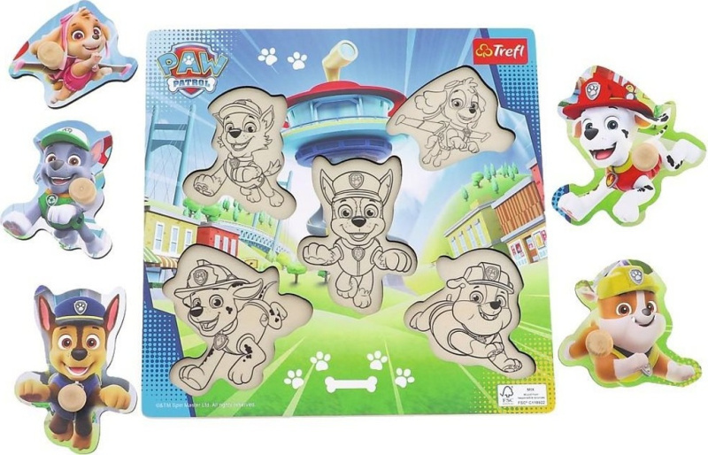 Trefl vkládačka s úchyty Paw Patrol 22 x 22 cm 5 dílků