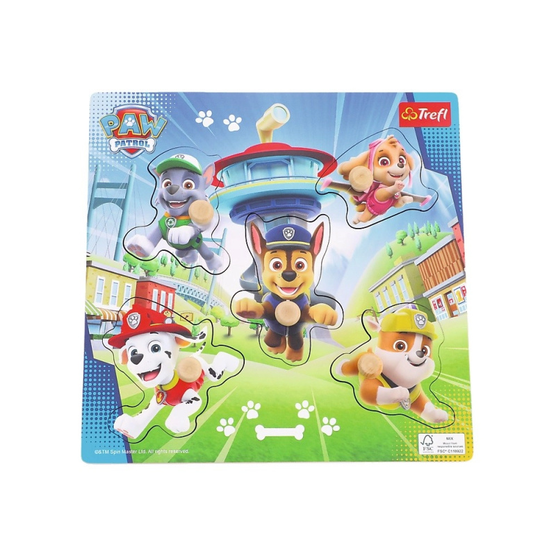 Trefl vkládačka s úchyty Paw Patrol 22 x 22 cm 5 dílků