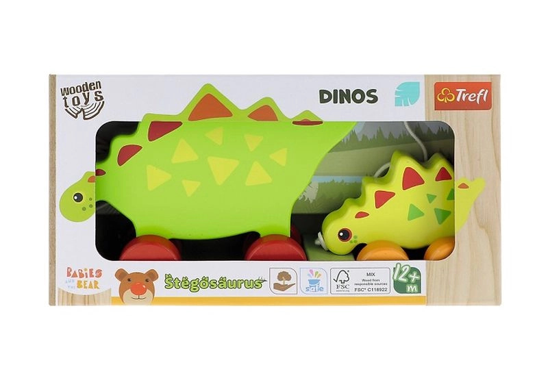 Trefl dřevěná tahací hračka dinosauři stegosaurus
