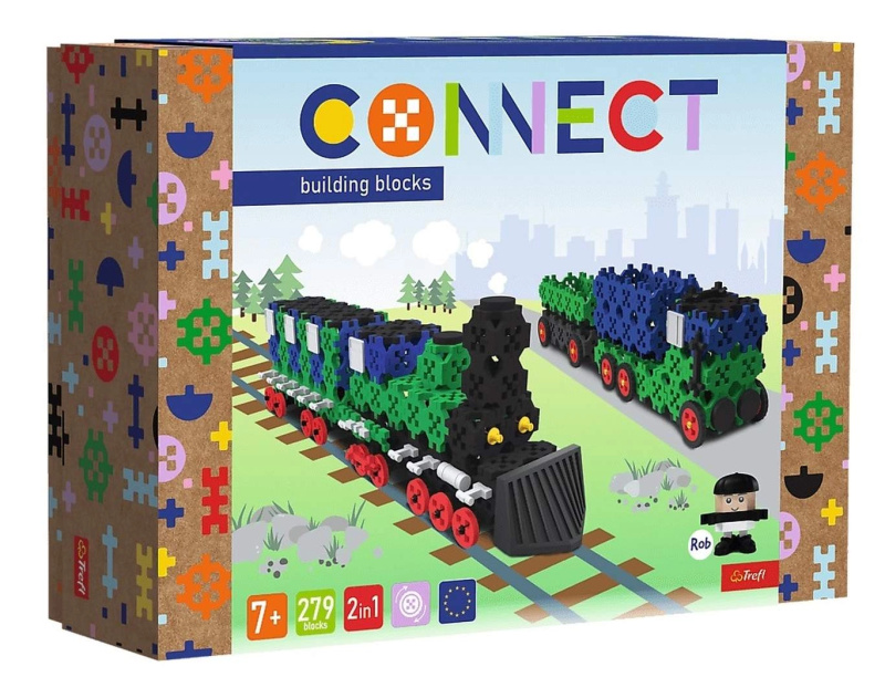 Stavebnice TREFL Klocki Connect – vlak a nákladní auto L