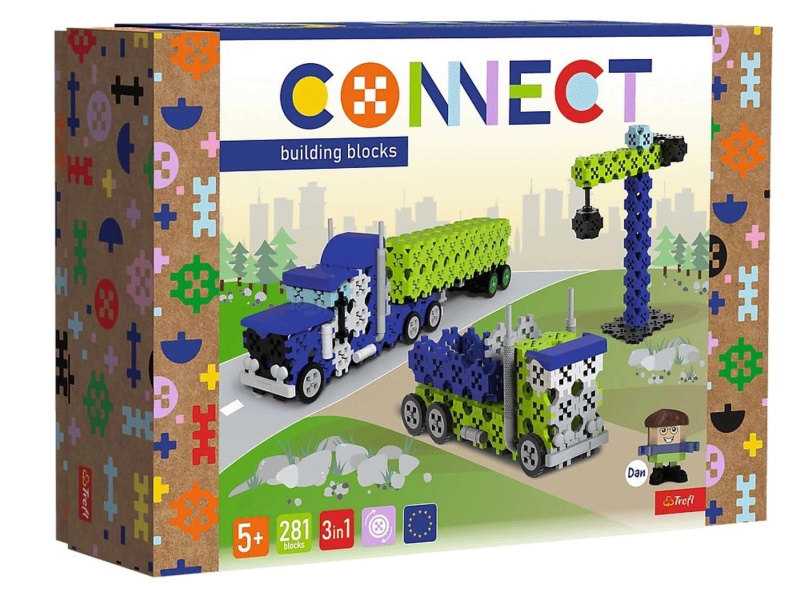 Stavebnice Klocki Connect 3v1 – nákladní vůz a stavební zóna L