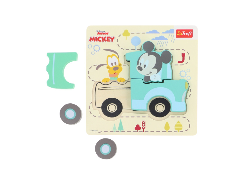 Trefl Dřevěné puzzle (Zelené auto - Mickey Mouse)