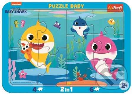 TREFL Baby puzzle Baby Shark: Šťastní žraloci 2v1, 10 dílků