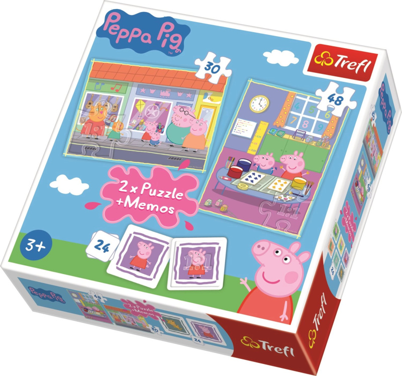 Trefl 2v1 + pexeso Prasátko Peppa/Peppa Pig 27,5x20,5cm v krabici 28x28x6cm