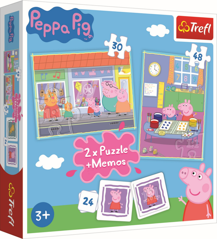 Trefl 2v1 + pexeso Prasátko Peppa/Peppa Pig 27,5x20,5cm v krabici 28x28x6cm