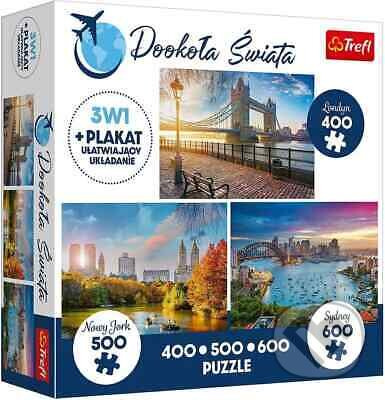 TREFL Puzzle Kolem světa: Londýn, New York a Sydney 400 + 500 + 600 dílků