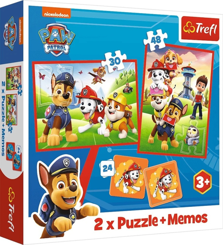 TREFL Sada 3v1 Tlapková patrola v akci (2x puzzle + pexeso)