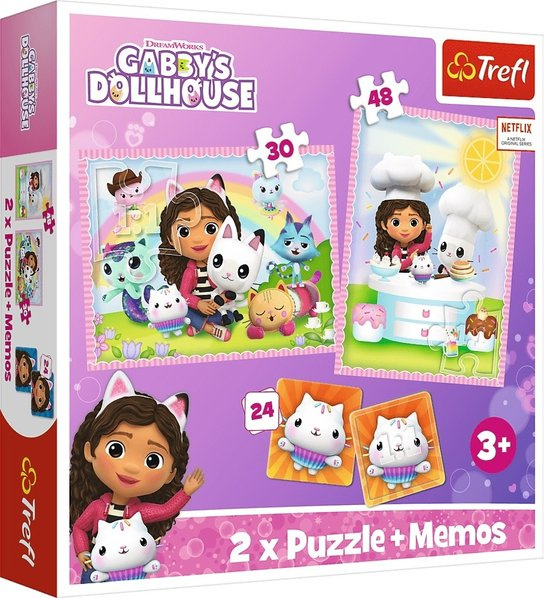 TREFL Sada 3v1 Gábinin kouzelný domek (2x puzzle + pexeso)