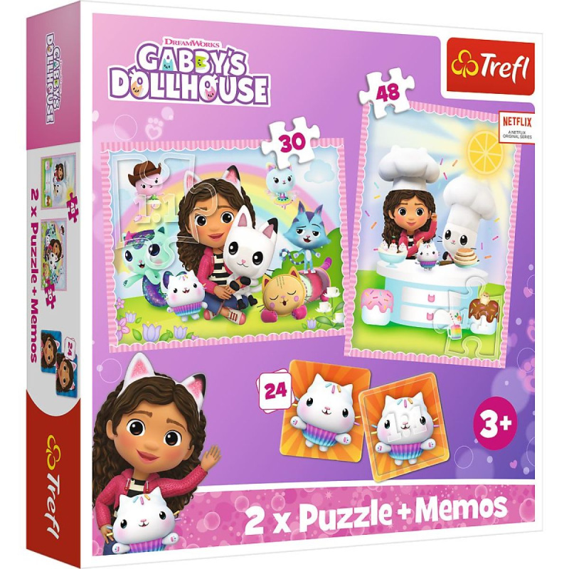 TREFL Sada 3v1 Gábinin kouzelný domek (2x puzzle + pexeso)
