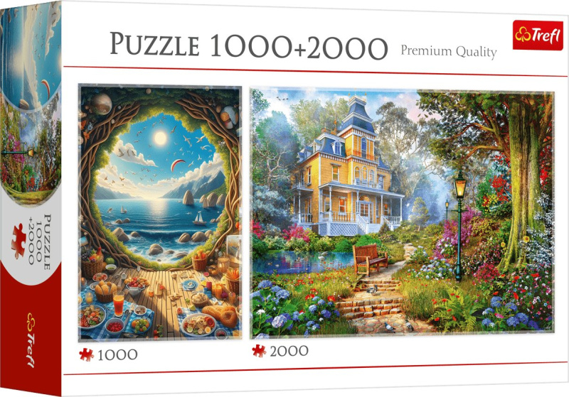 Sada 2 puzzle Trefl 1000 + 2000 dílků Moře a Letní sídlo