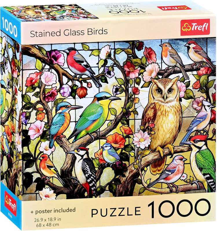 Puzzle Trefl 1000 dílků Vitráž s ptáky