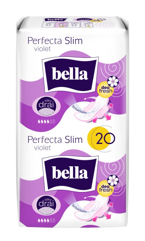 BELLA Perfecta Slim Violet Hygienické vložky s křidélky 20 ks