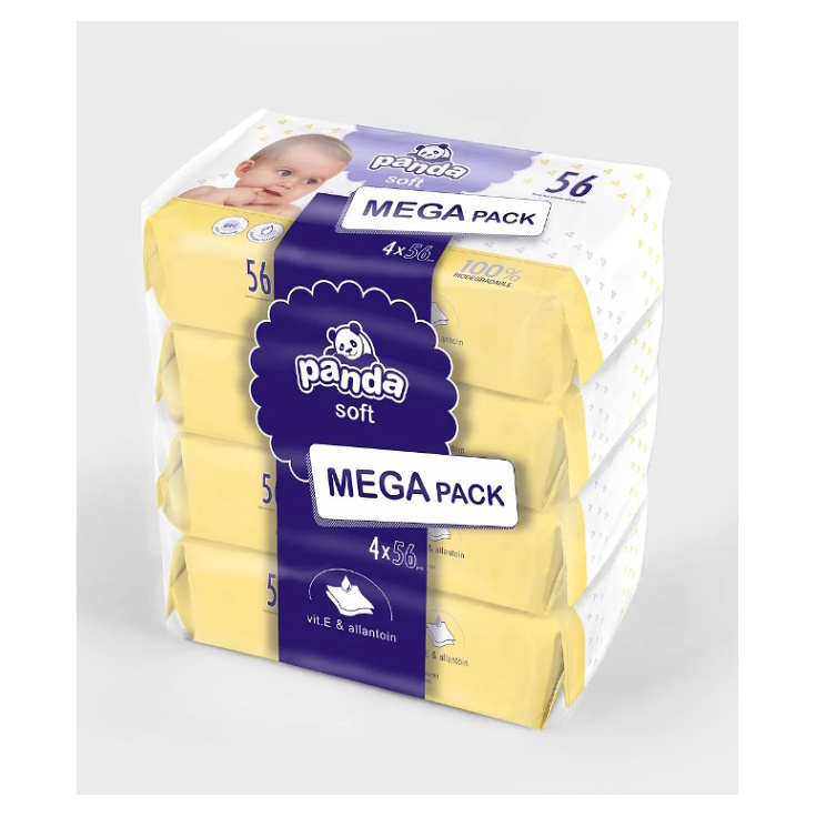 Bella Baby Happy Panda Soft vlhčené čisticí ubrousky pro děti 4x56 ks