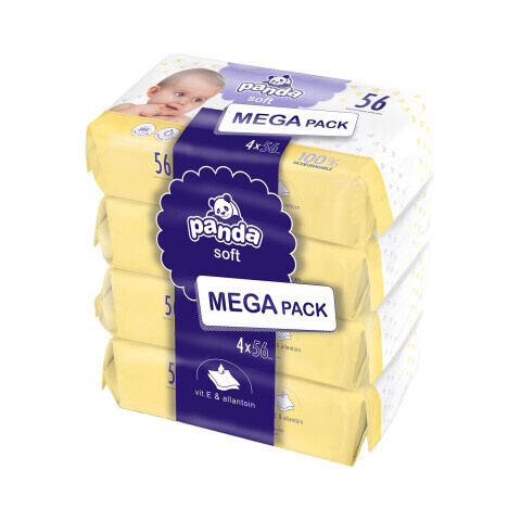 Bella Baby Happy Panda Soft vlhčené čisticí ubrousky pro děti 4x56 ks