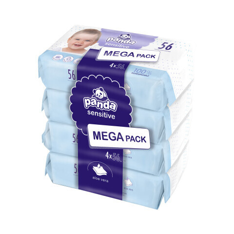 Bella Baby Happy Panda Sensitive vlhčené ubrousky pro děti 4x56 ks