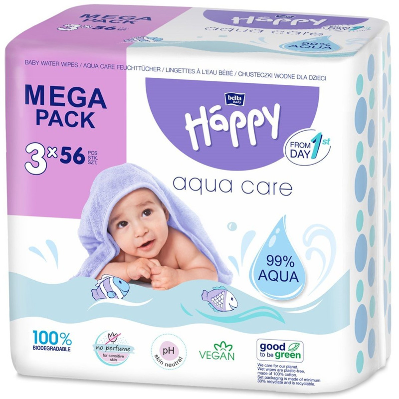 Bella Baby Happy Aqua care čistící ubrousky mega pack