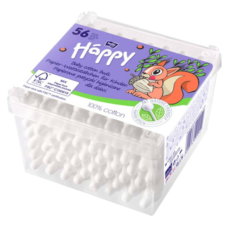 Bella Baby Happy 100% cotton vatové tyčinky pro děti 56 ks
