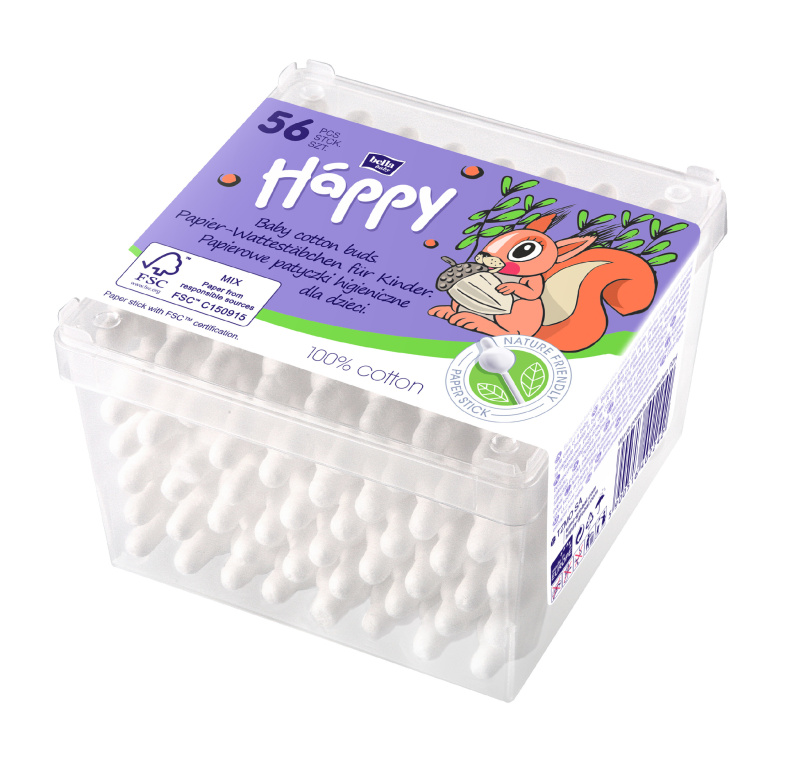 Bella Baby Happy 100% cotton vatové tyčinky pro děti 56 ks