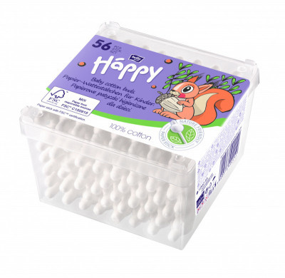Bella Baby Happy 100% cotton vatové tyčinky pro děti 56 ks