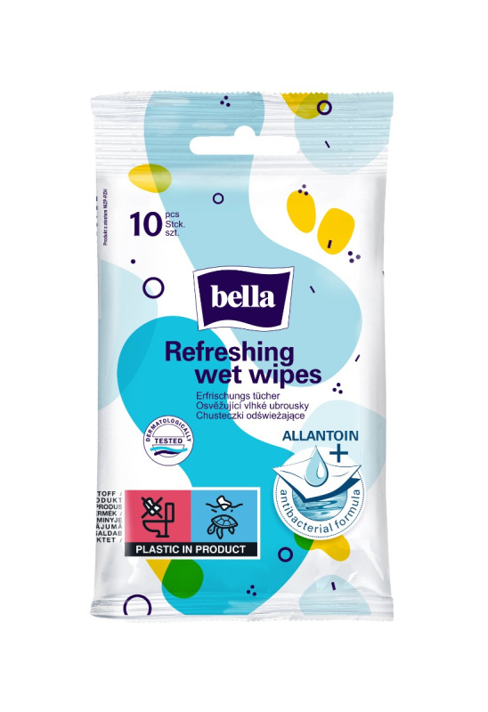 BELLA Refreshing wet wipes osvěžující vlhčené ubrousky 10 ks