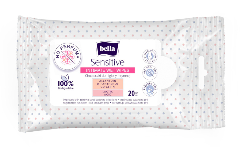 BELLA Sensitive vlhčené ubrousky na intimní hygienu 20 ks
