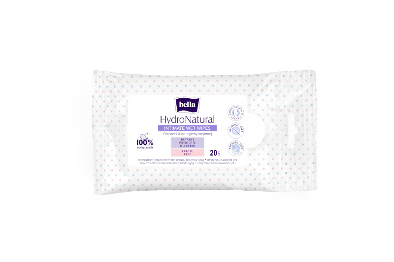 BELLA HydroNatural vlhčené ubrousky na intimní hygienu 20 ks