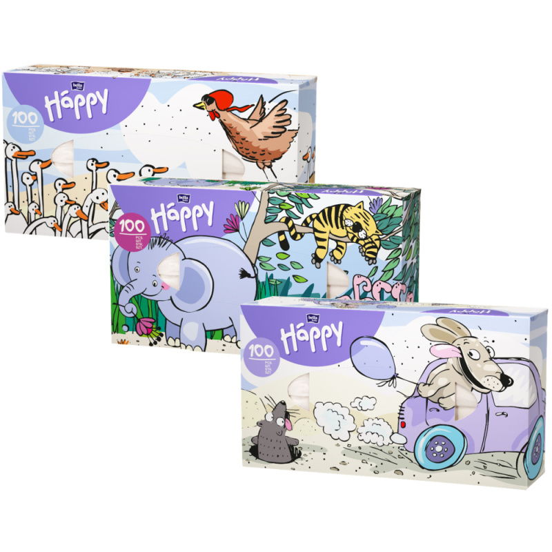 Bella Baby Happy Paper Tissues papírové kapesníky 100 ks