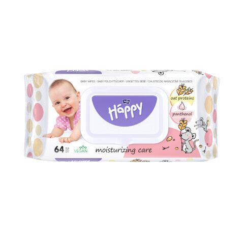 BELLA Baby Happy Oat proteins and Panthenol vlhčené čisticí ubrousky pro děti 64 ks