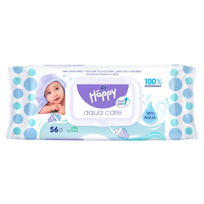 BELLA Baby Happy Aqua care vlhčené čisticí ubrousky pro děti 56 ks