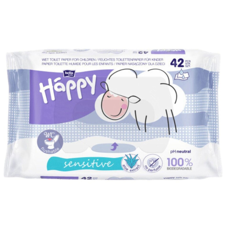 BELLA Baby Happy Sensitive vlhčený toaletní papír pro děti 42 ks