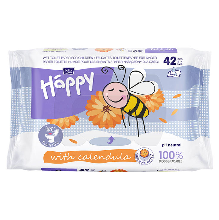 BELLA Baby Happy Calendula vlhčený toaletní papír s měsíčkem lékařským pro děti 42 ks