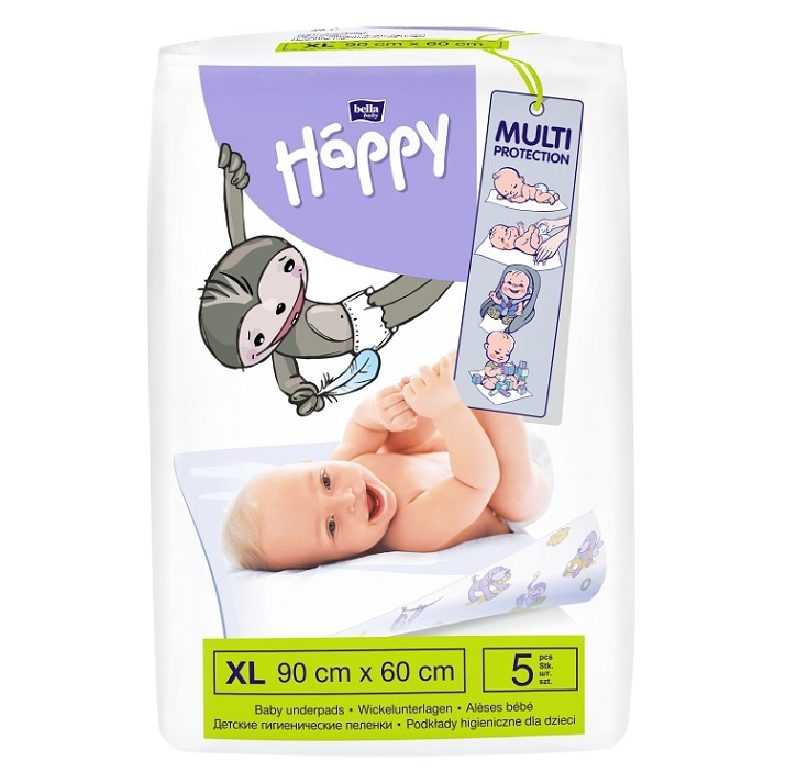 Bella Baby Happy Size XL jednorázové přebalovací podložky 90x60 cm 5 ks