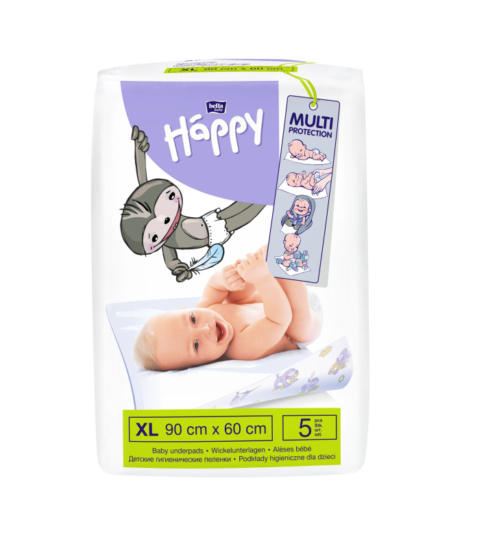 Bella Baby Happy Size XL jednorázové přebalovací podložky 90x60 cm 5 ks