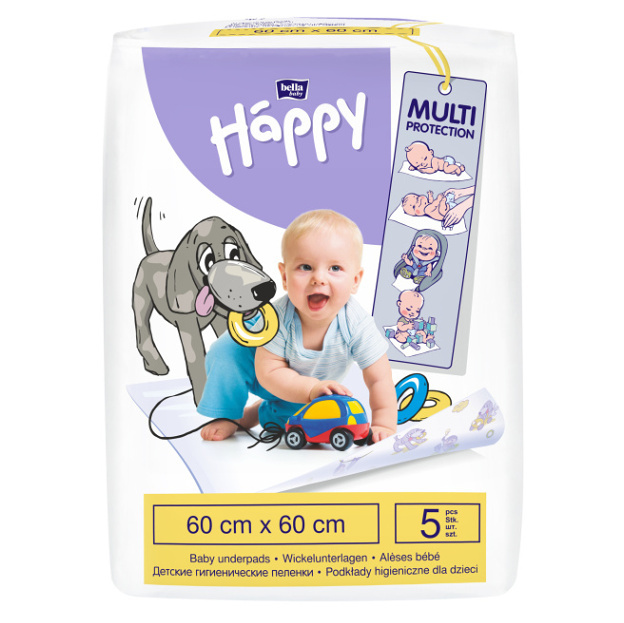 Bella Baby Happy SIze L jednorázové přebalovací podložky 60x60cm 5 ks