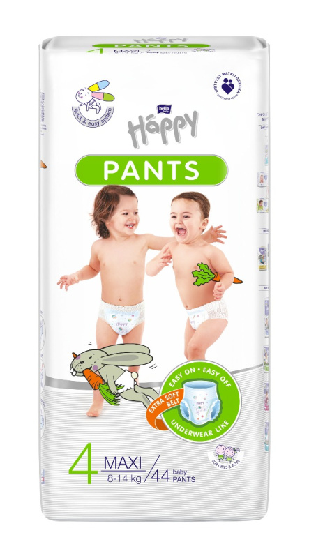 BELLA HAPPY Baby pants maxi plenkové kalhotky 8 - 14 kg 44 kusů