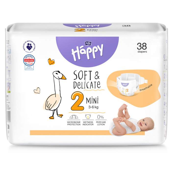 Bella Baby Happy Soft&Delicate Size 2 Mini jednorázové pleny 3-6 kg 38 ks